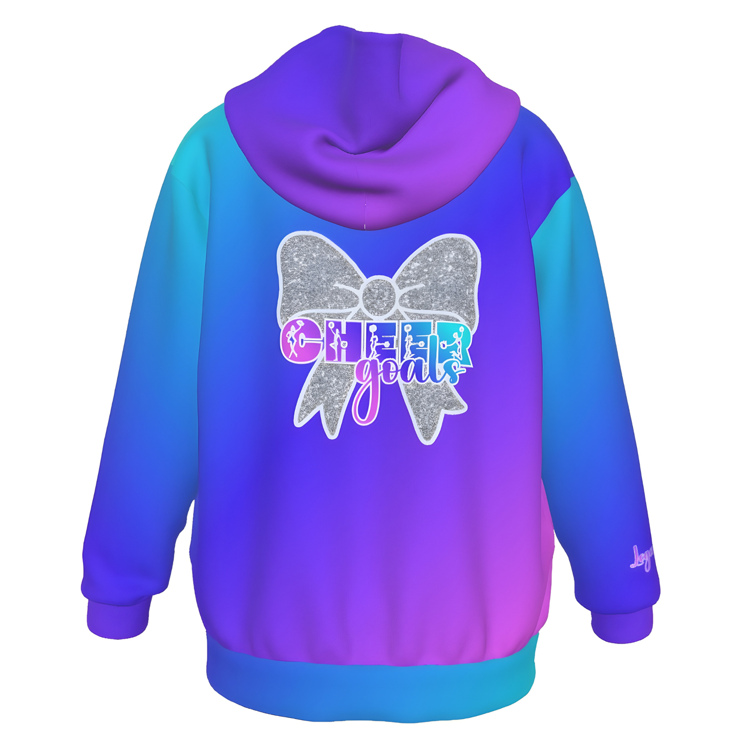 Girl's Cheer Hoodie, Gradient Blue Cheerleader Sweatshirt