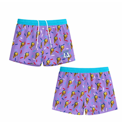Youth Softball Ice Cream Mesh Shorts- Lavender Edition