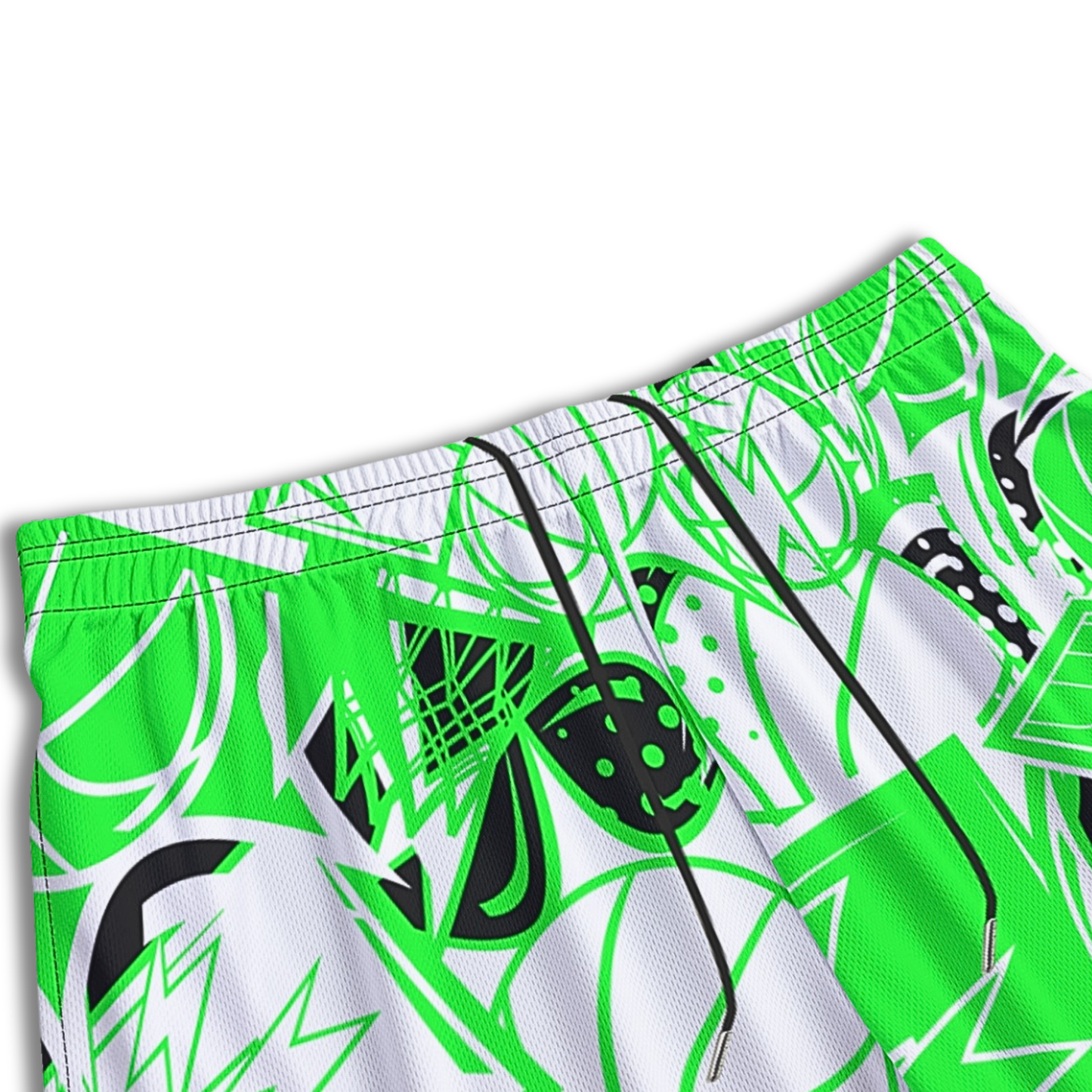 Adult Unisex Mesh Basketball Shorts: Green and Black