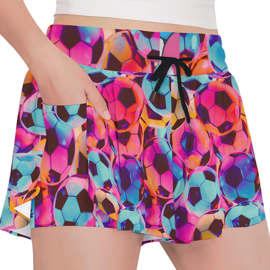 Girls Neon Soccer Print Butterfly Shorts