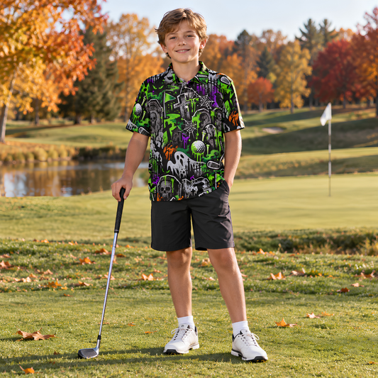 Teen UV Protected Halloween Golf Polo Shirt
