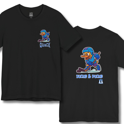Adult Unisex T-Shirt:Casual Quack Ducks and Pucks Hockey Tee