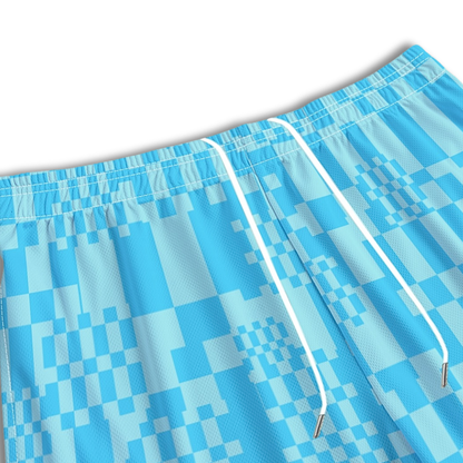 Adult Unisex Blue Checkered All Over Print Mesh Shorts