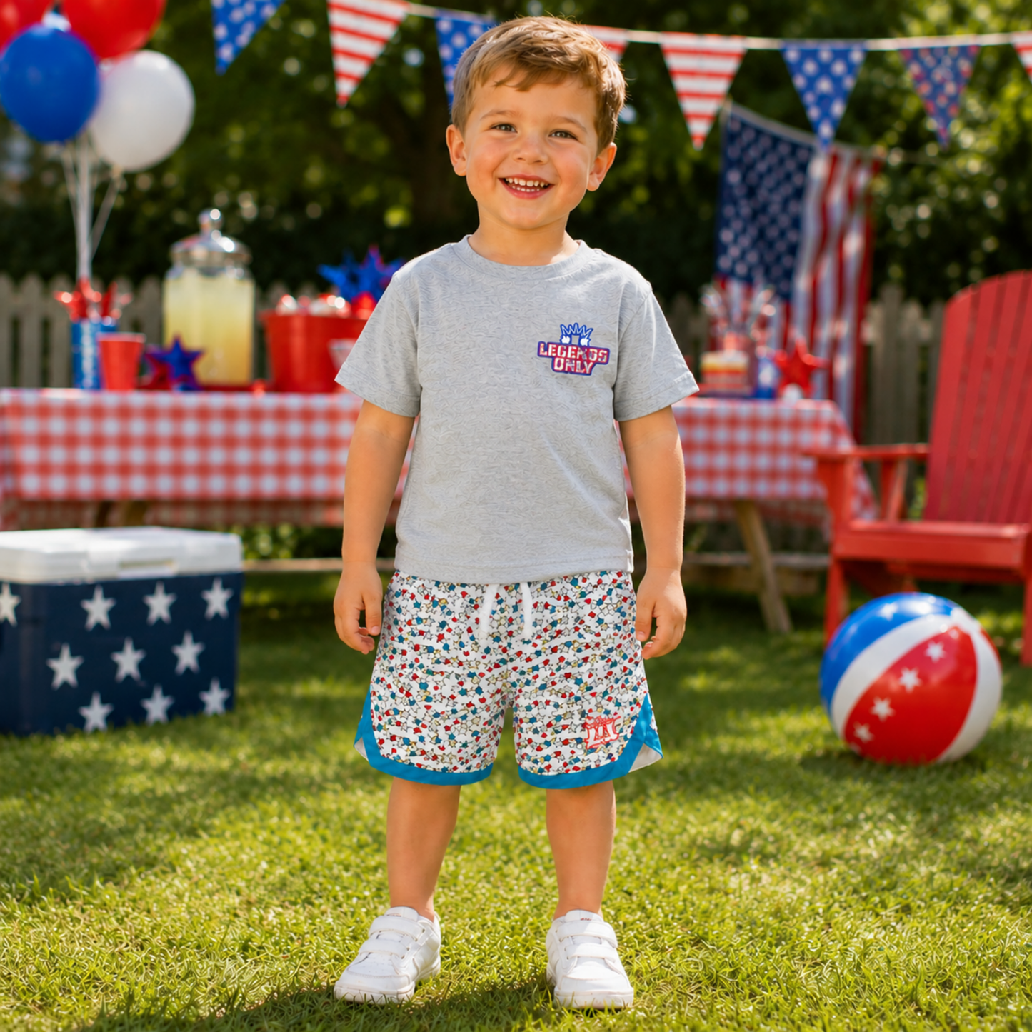 Toddler Sports Shorts, Patriotic Kids Mesh Shorts