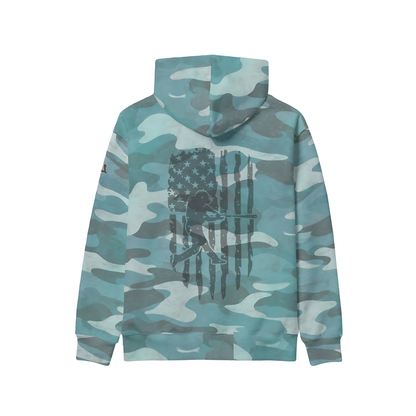 Adult Unisex Camo American Flag Baseball Hoodie