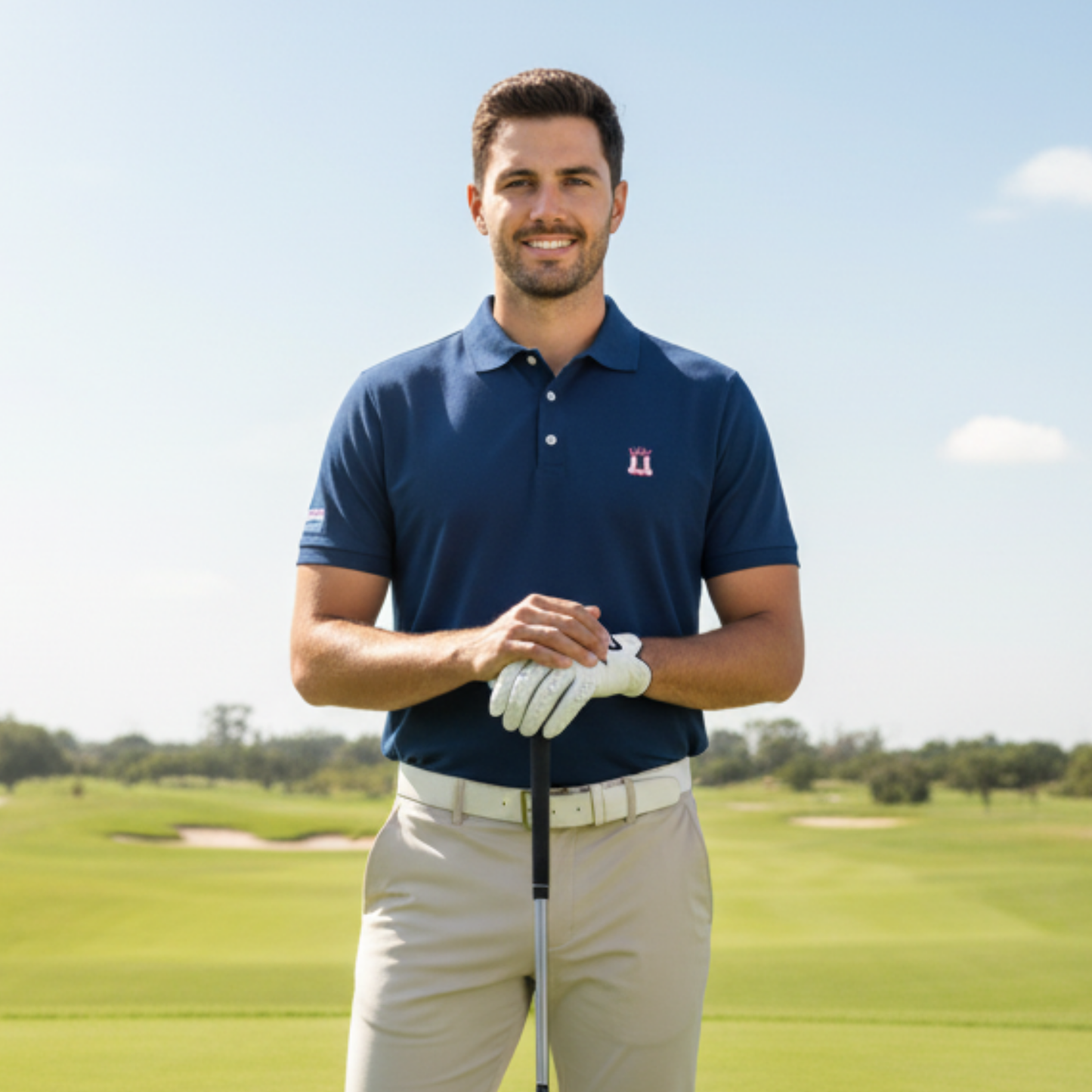 Patriotic Golf Polo Shirt, Men's American Flag UV Protection Polo