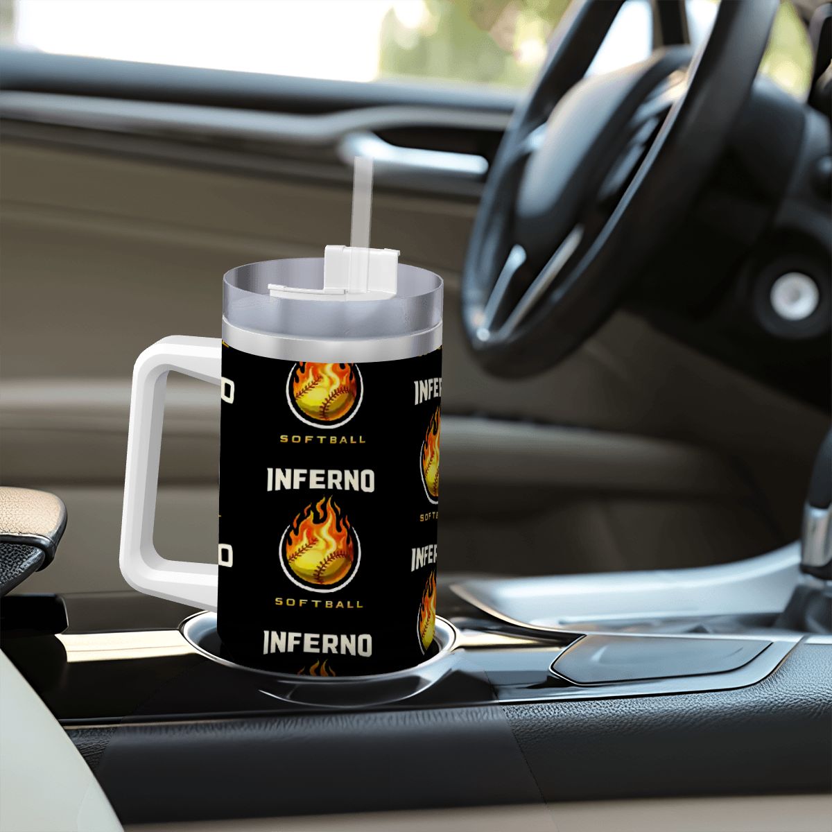 Brimfield Inferno Travel Coffee Mug with Handle and Straw (40oz)