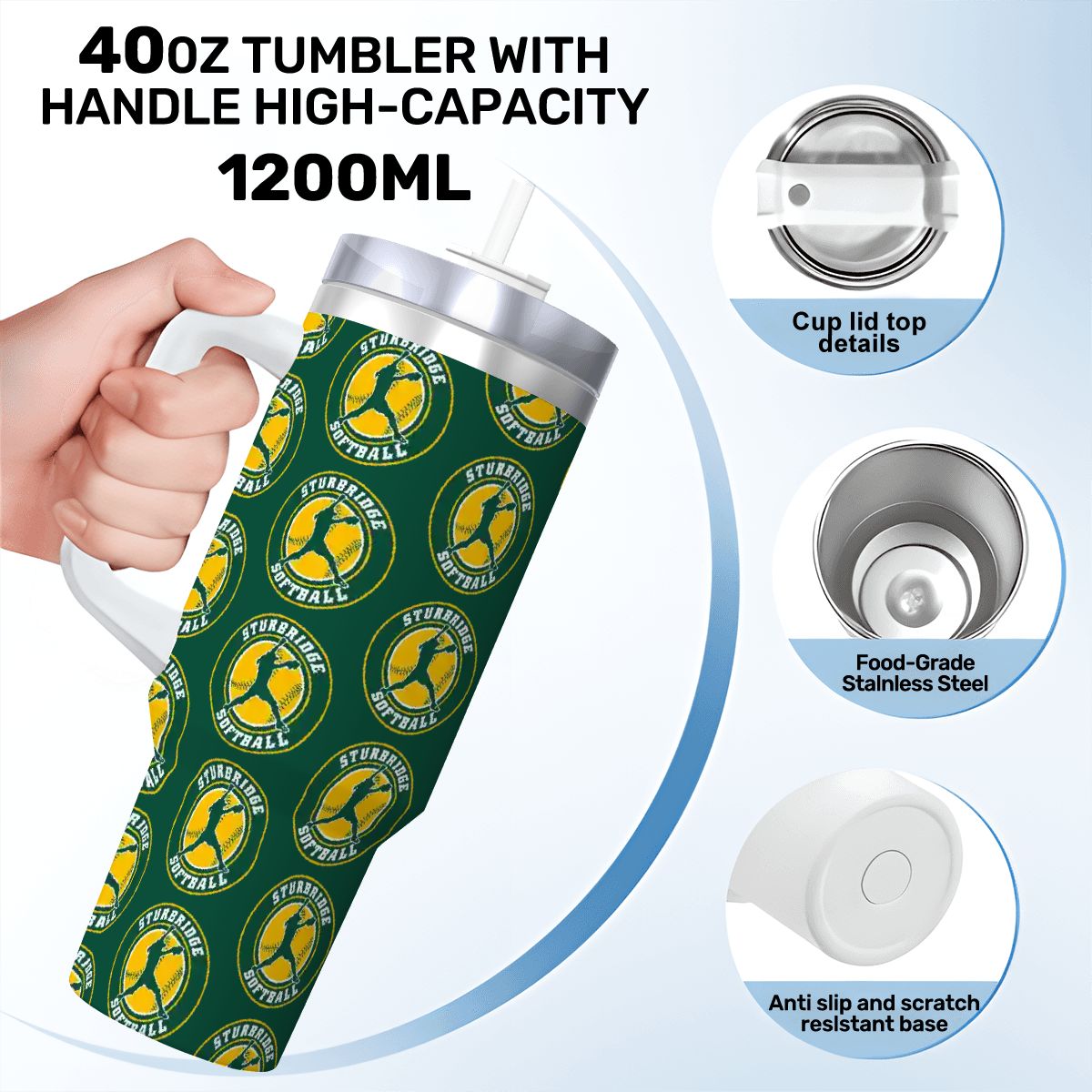 SGSL Travel Coffee Mug with Handle and Straw (40oz)