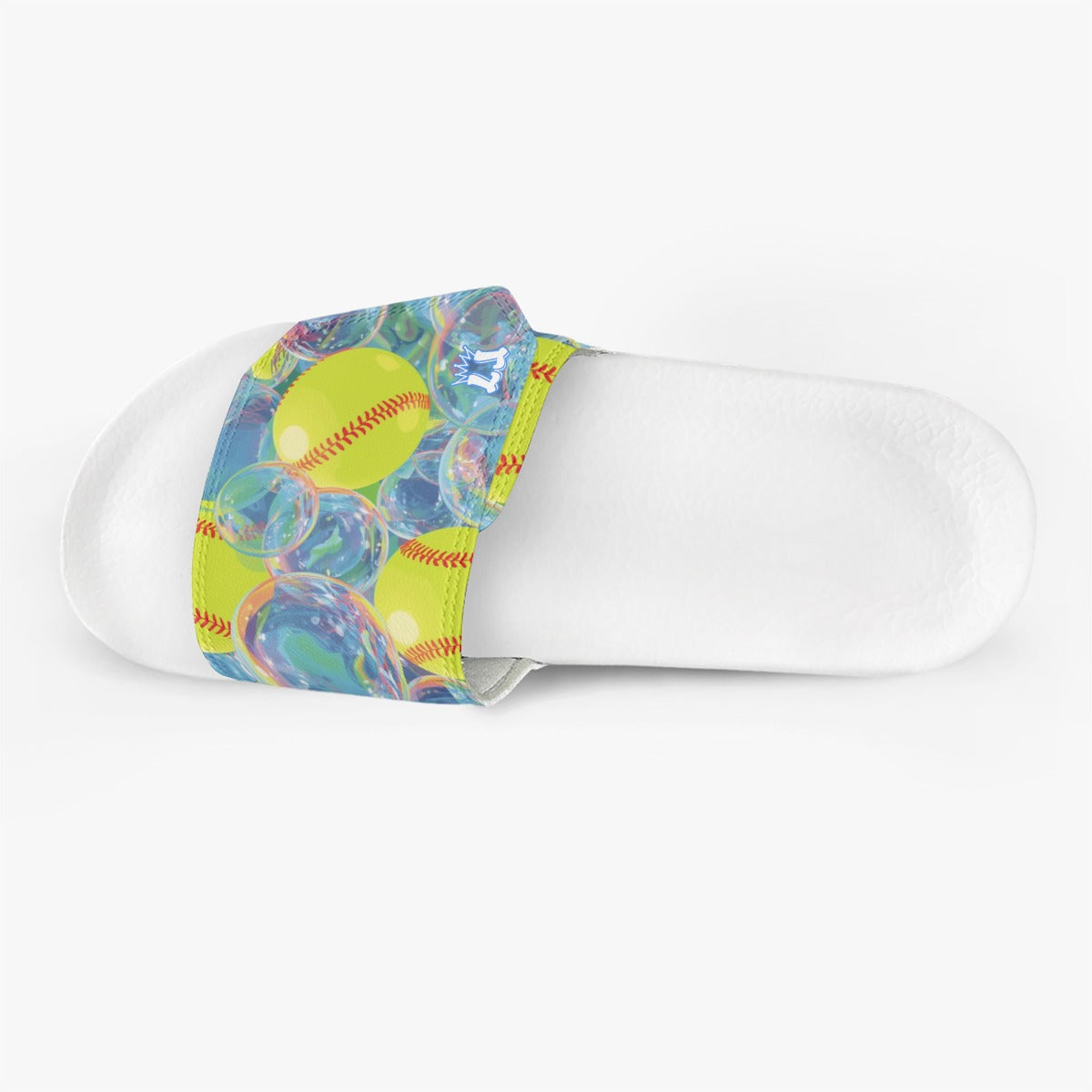 Women's Sports Slides, Softball Bubbles Design