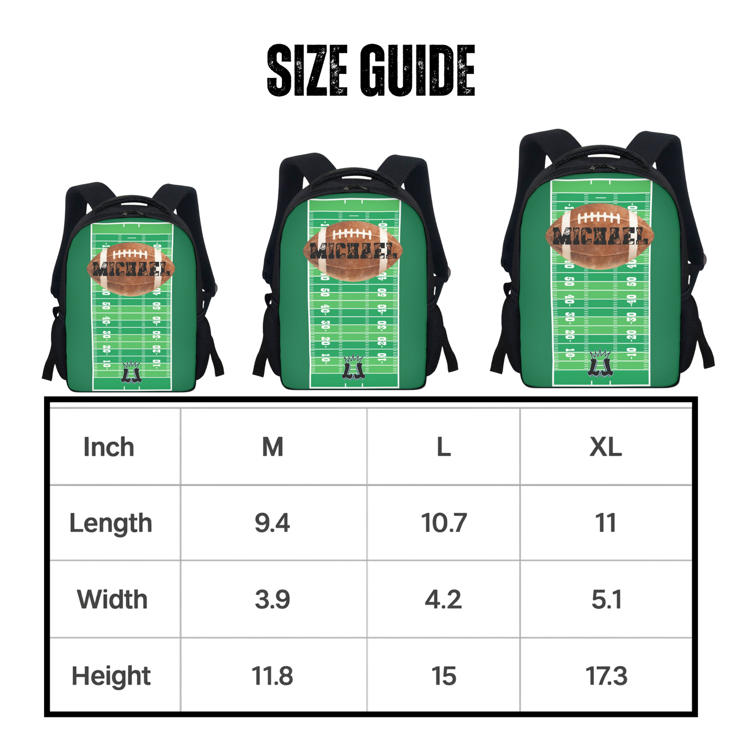 Personalized Football Backpack, Custom Name Sports Bag