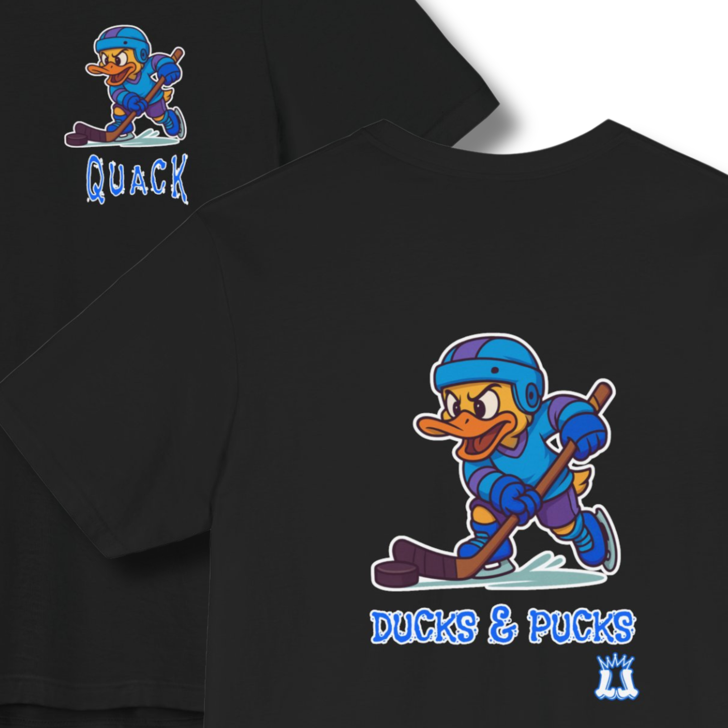 Adult Unisex T-Shirt:Casual Quack Ducks and Pucks Hockey Tee