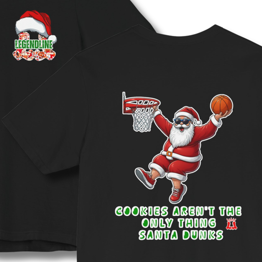 Adult Santa Dunks & Cookies Version Basketball T-Shirt