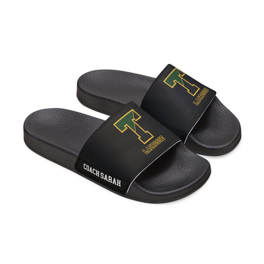 Women's TRYLAX Deco Brand Removable Strap Slides (Black, Personalized)