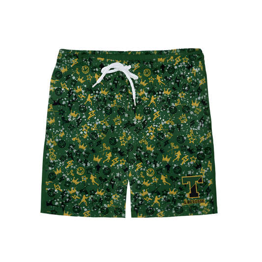 Youth TRYLAX Paint Splatter Green Graffiti Mesh Shorts - Boy's Edition