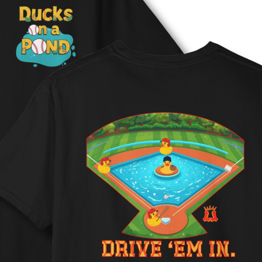 Adult Unisex Ducks in a Pond Baseball T-Shirt