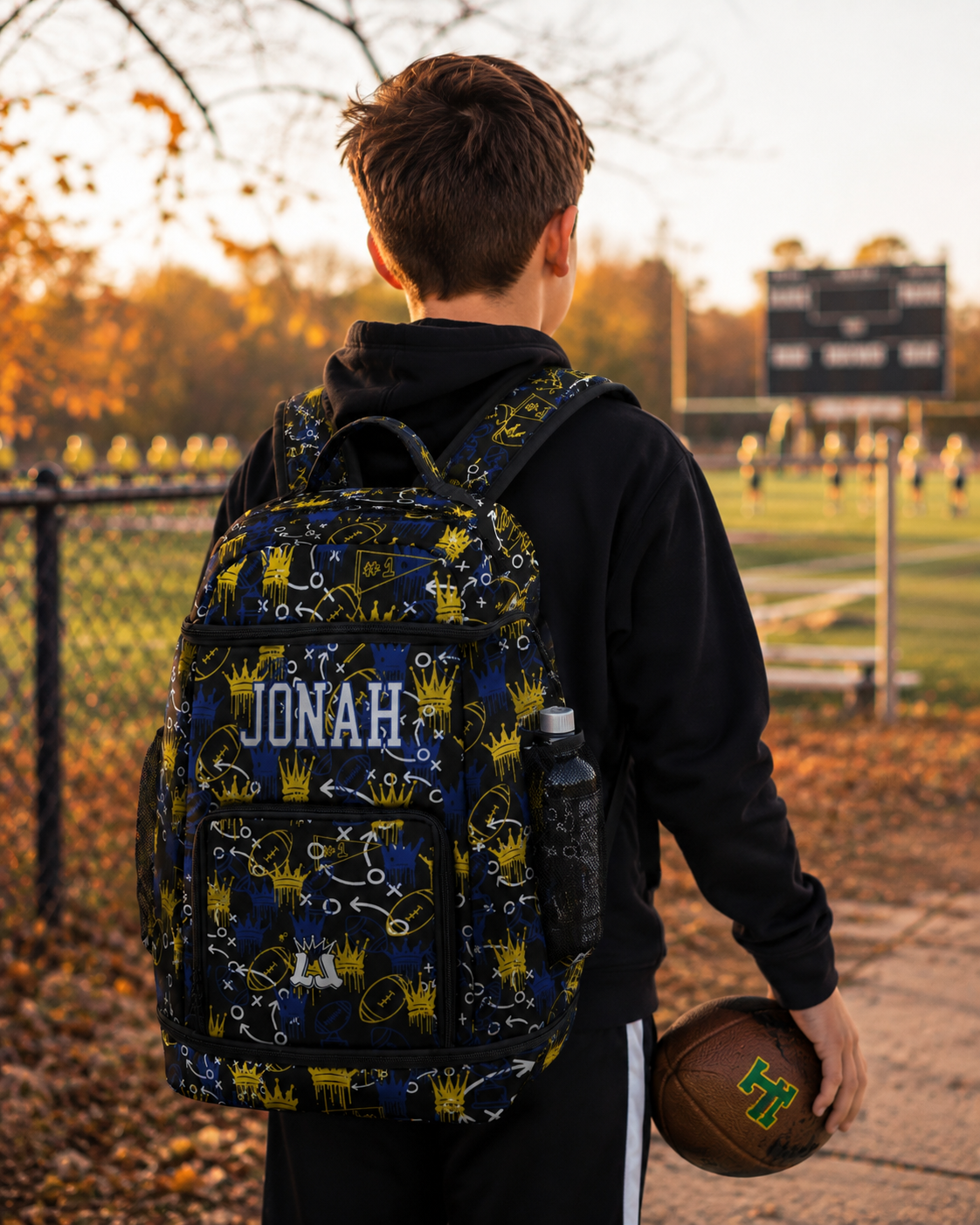 Personalized Football Drippy Crown Sports Bag