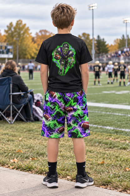 Youth Football Halloween Mesh Shorts and T-Shirt Set, Zombie Theme