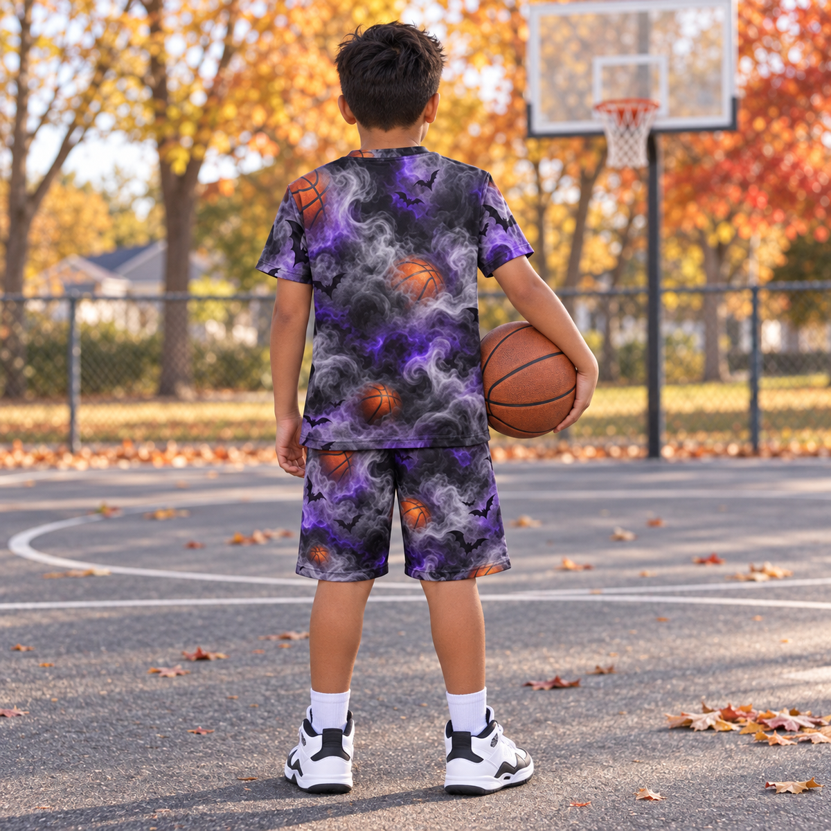 Youth Halloween Outfit, Kids Two Piece Basketball Mesh Set