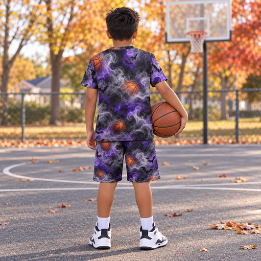 Youth Halloween Outfit, Kids Two Piece Basketball Mesh Set