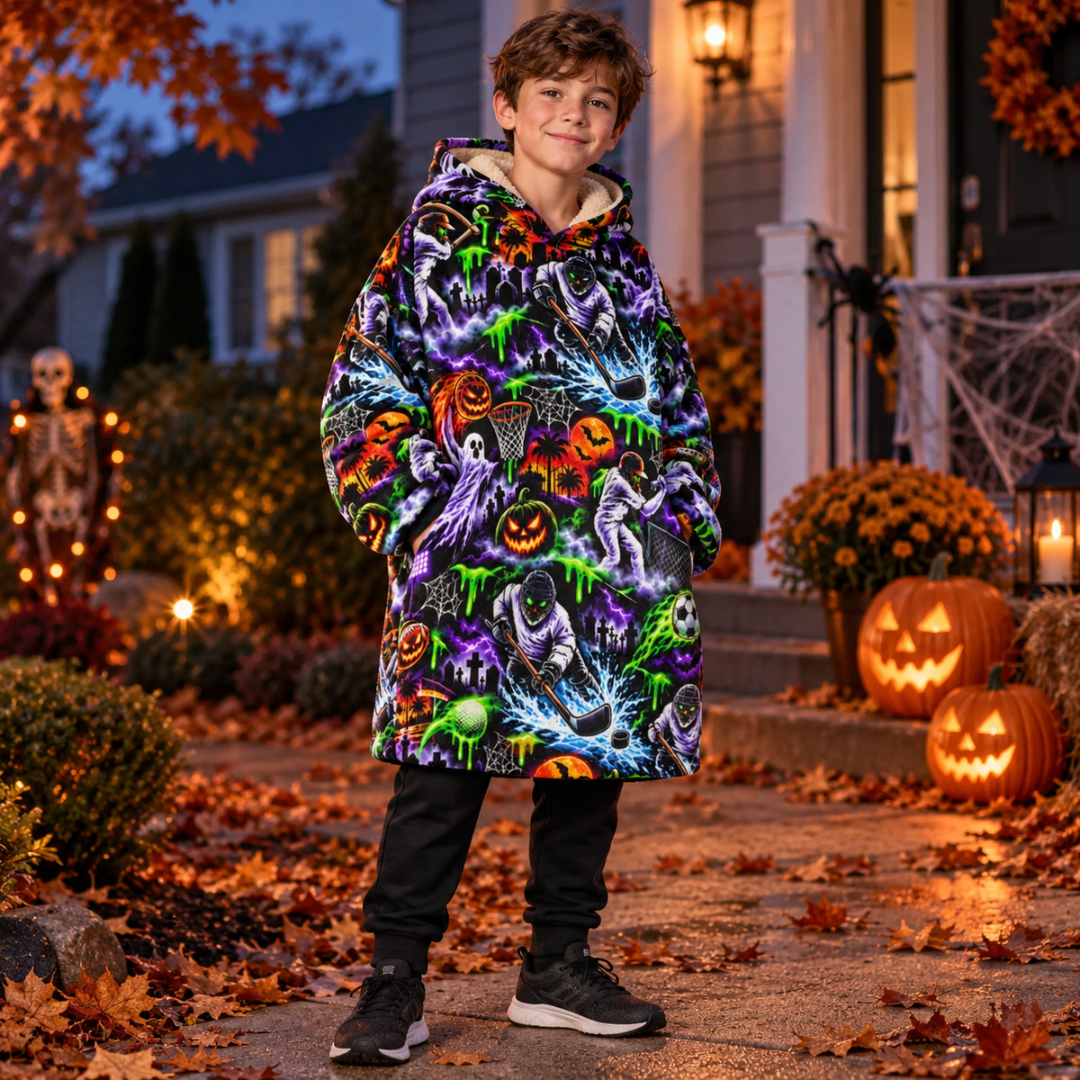 Kids Halloween Sport Theme Blanked Hoodie