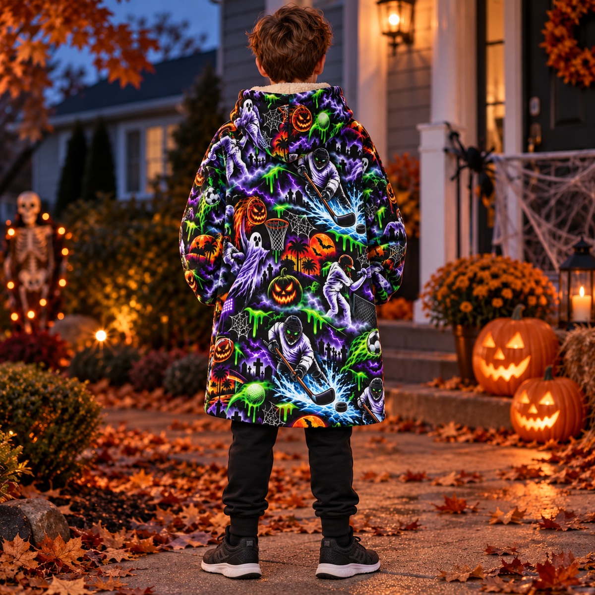 Kids Halloween Sport Theme Blanked Hoodie