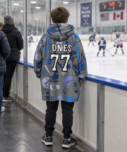 Youth Personalized Hockey Blanket Hoodie