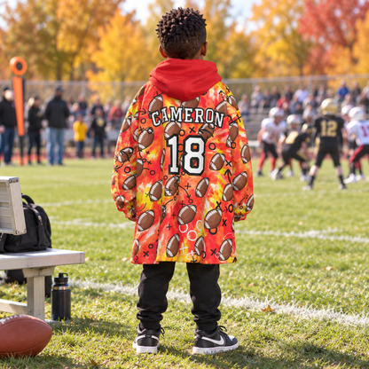 Personalized Kids Tie Dye Football Blanket Hoodie