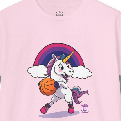 Unicorns and Rainbows Basketball Kids Tee
