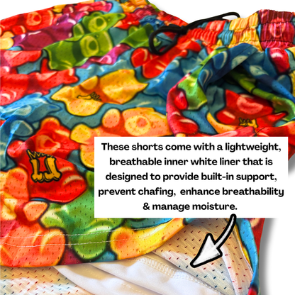 Adult Gummy Bear Athletic Mesh Shorts (with inner liner)