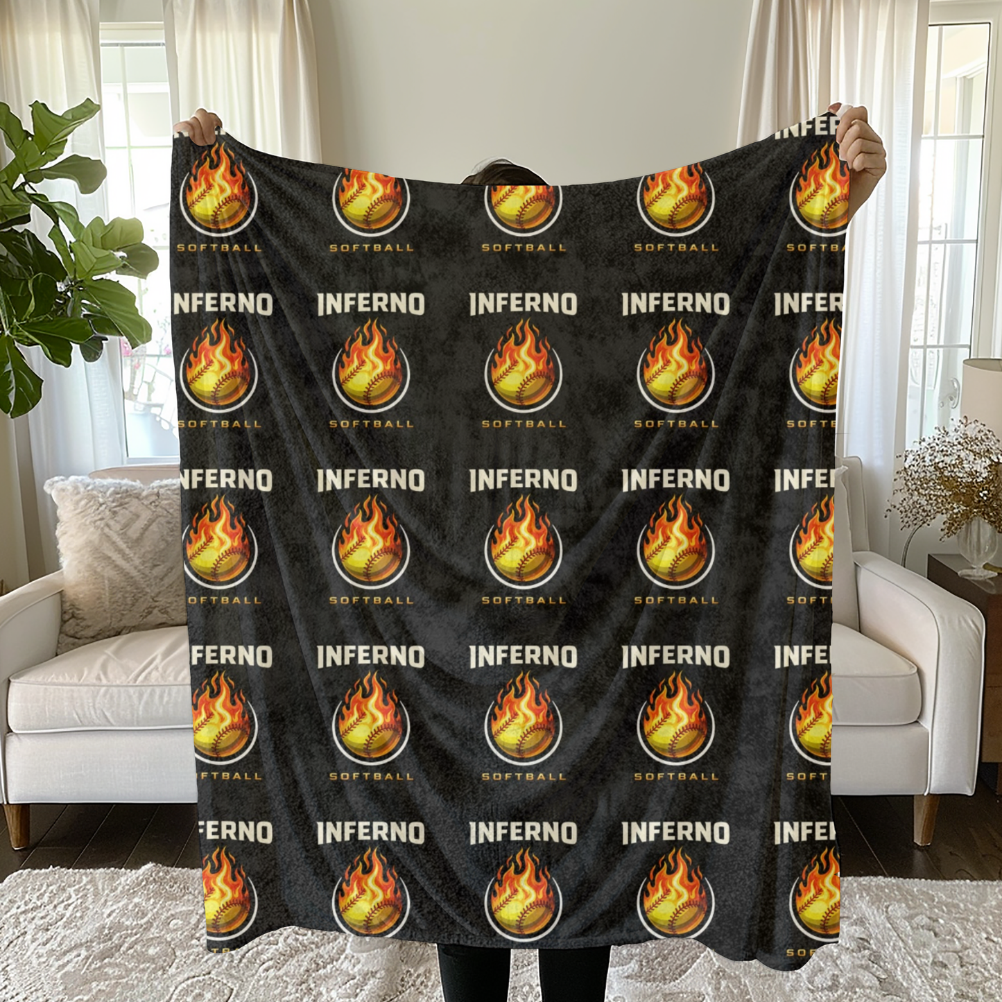 Brimfield Inferno Softball Plush Minky Blanket