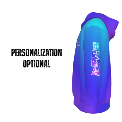 Girl's Cheer Hoodie, Gradient Blue Cheerleader Sweatshirt