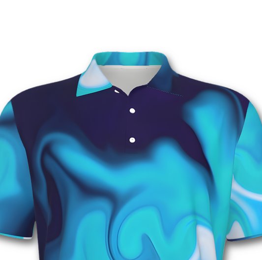 Men's UV Protection Blue Swirl Polo Shirt