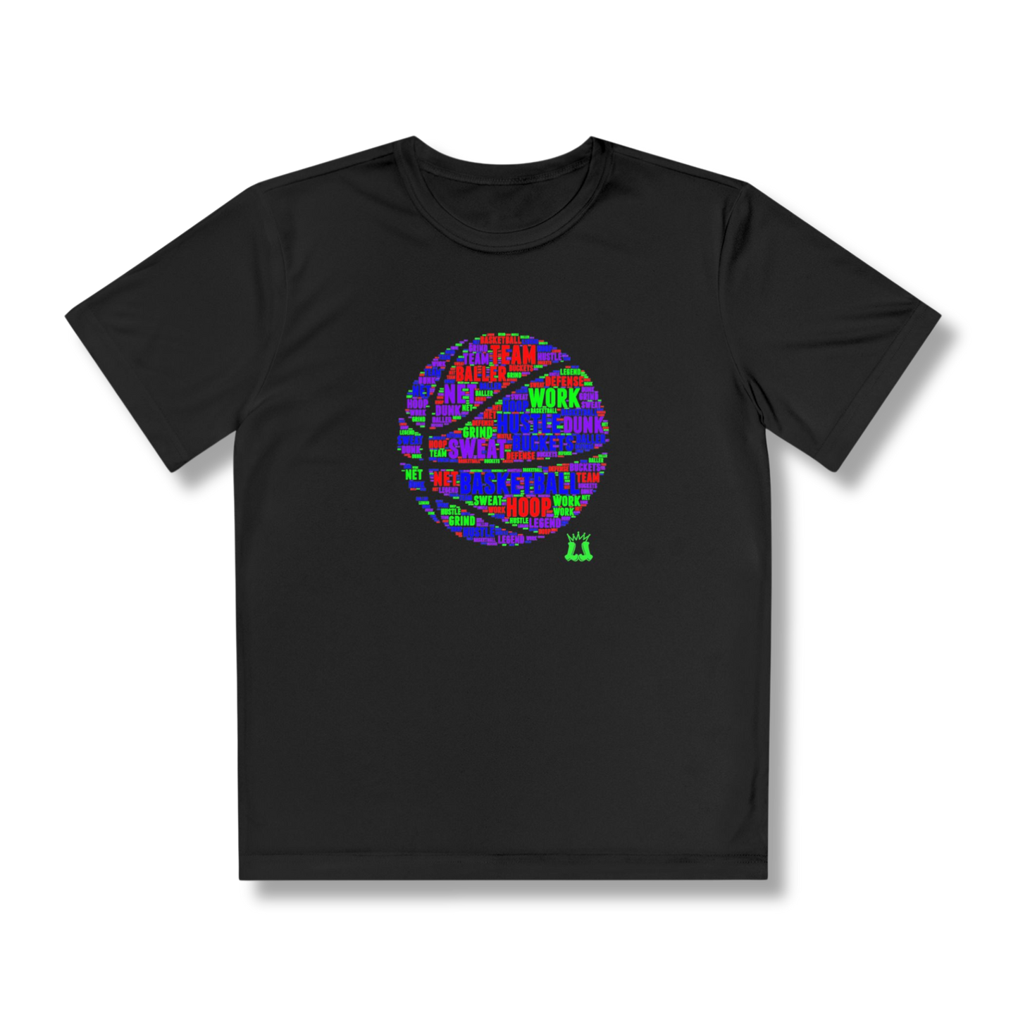 Youth Short Sleeve Tee Athletic T-Shirt, Performance Sportswear, Basketball Design