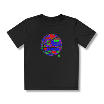 Youth Short Sleeve Tee Athletic T-Shirt, Performance Sportswear, Basketball Design