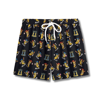 Youth Banana & Baseball Humor Mesh Shorts (Black Edition)