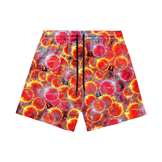 Adult "Basketball on Fire" Mesh Shorts (with inner liner)