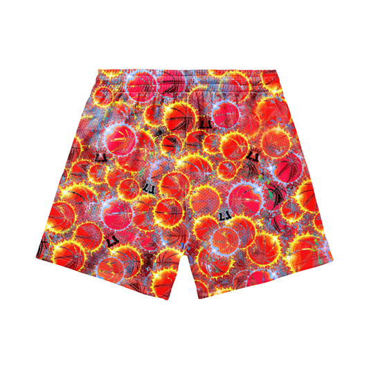 Adult "Basketball on Fire" Mesh Shorts (with inner liner)