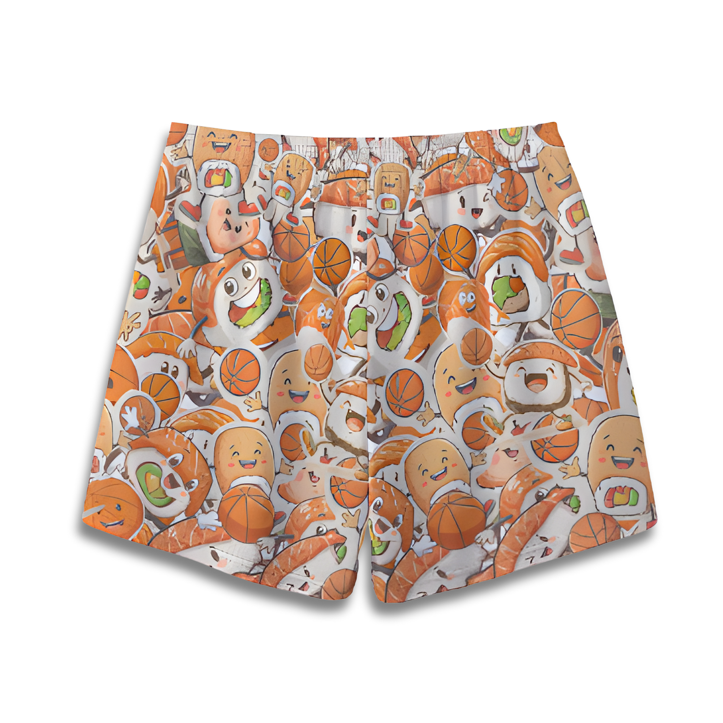 All-Over Print Adult Mesh Shorts, Sushi Lovers Design