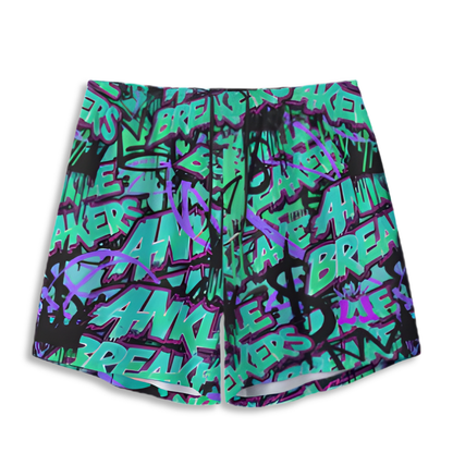 All-Over PrintAdult Basketball Mesh Shorts, Ankle Breaker Graffiti Print