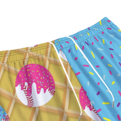 All-Over Print Adult Mesh Baseball Shorts, Ice Cream Drip