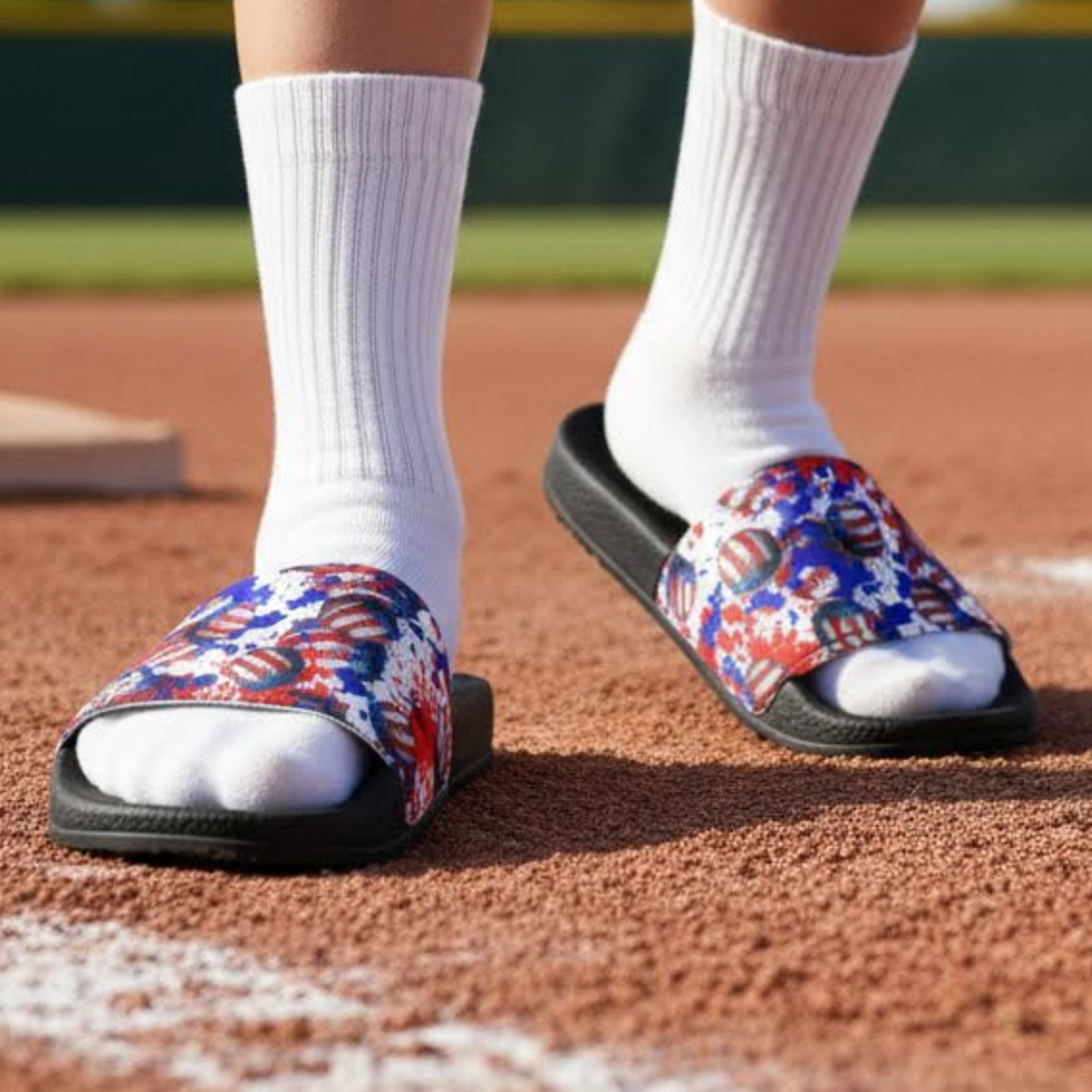 Youth Patriotic Removable-Strap Slides for Baseball Player, USA Baseball Slides
