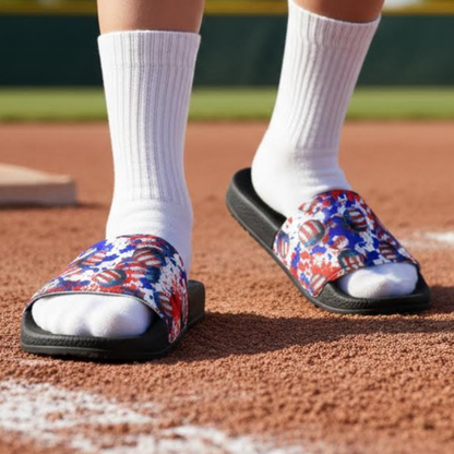 Youth Patriotic Removable-Strap Slides for Baseball Player, USA Baseball Slides