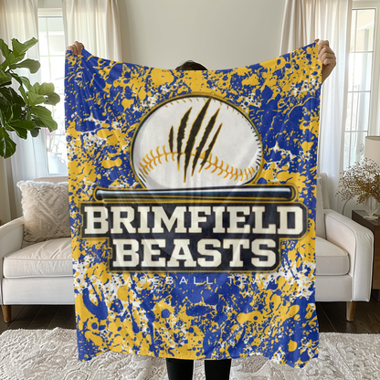 Brimfield Beasts Baseball Paint Splatter Minky Blanket