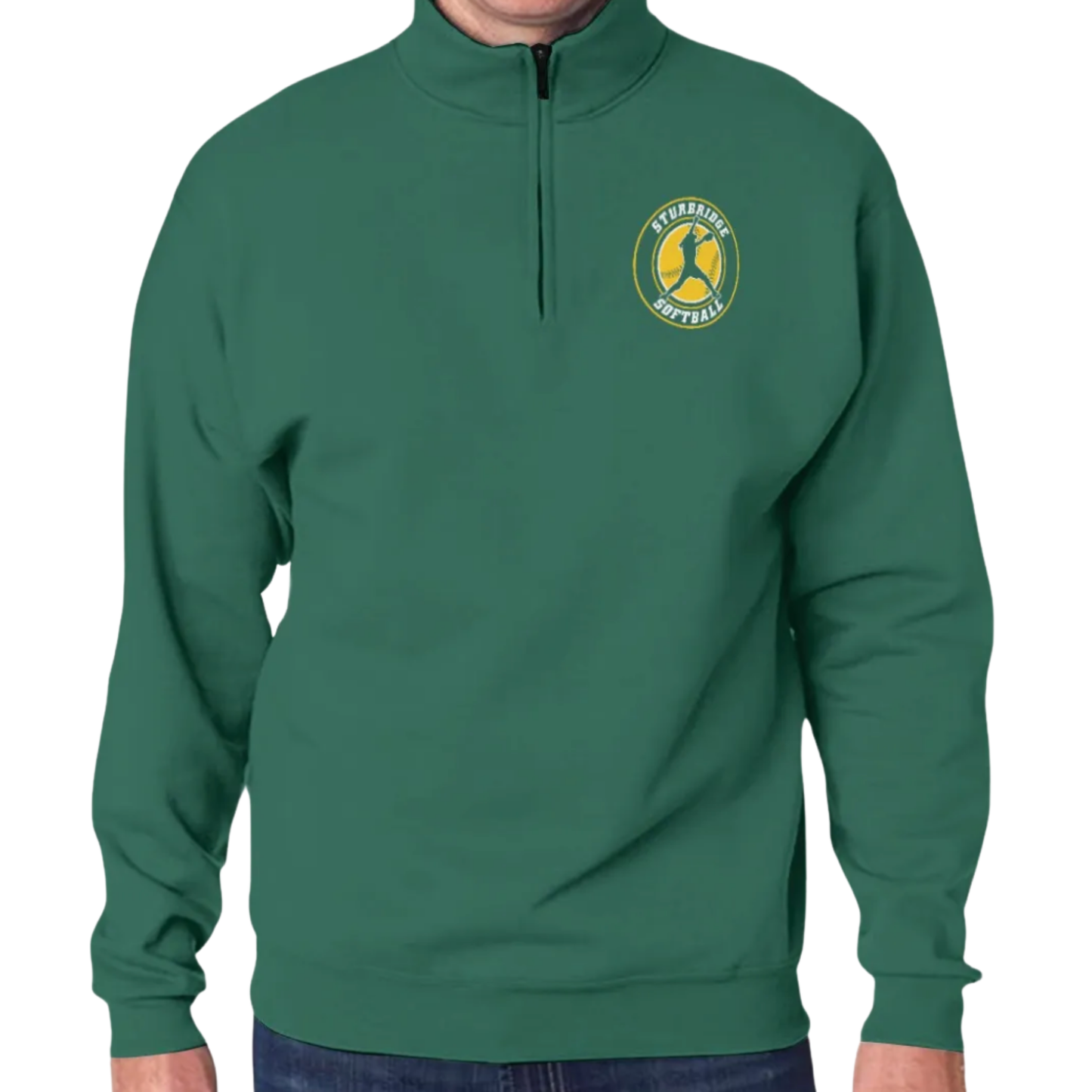 Adult Unisex Sturbridge Softball Half-Zip Placket Pullover - Green Edition