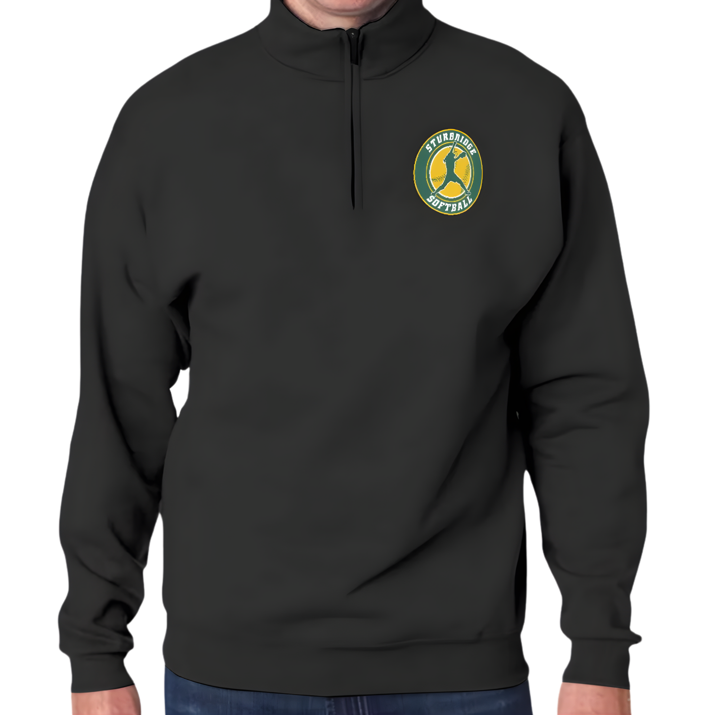 Adult Unisex Sturbridge Softball Half-Zip Placket Pullover - Black Edition
