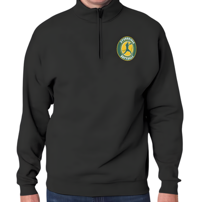 Adult Unisex Sturbridge Softball Half-Zip Placket Pullover - Black Edition