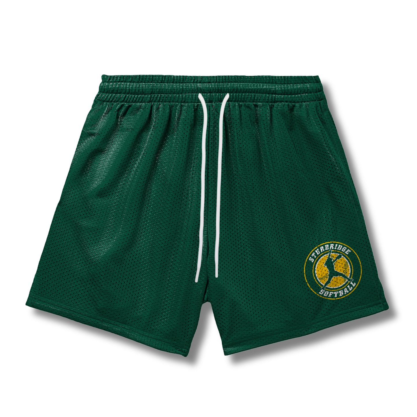 Adult Sturbridge Softball Mesh Shorts - Green (with inner liner)