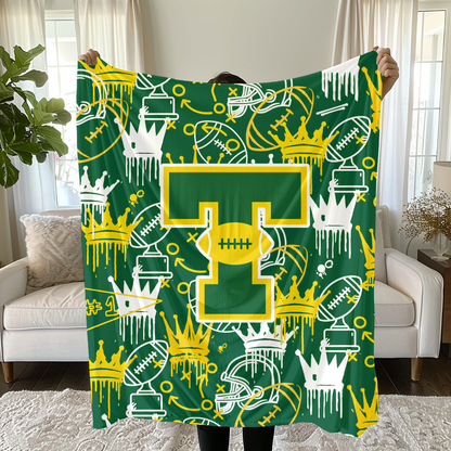 Tantasqua Youth Football Minky Plush Blanket - Dripping Crowns
