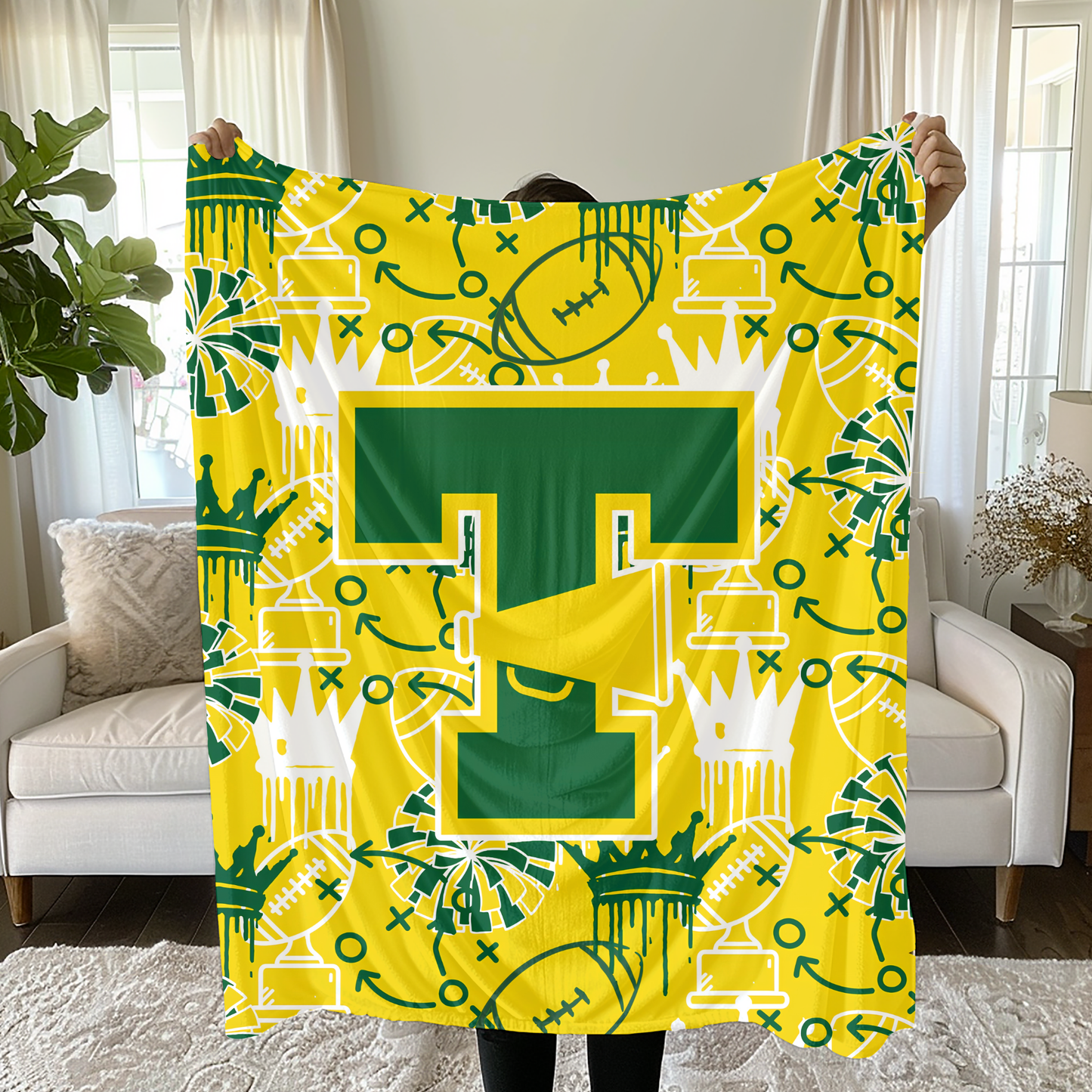 Warriors Cheer Minky Plush Blanket - Dripping Crowns Edition