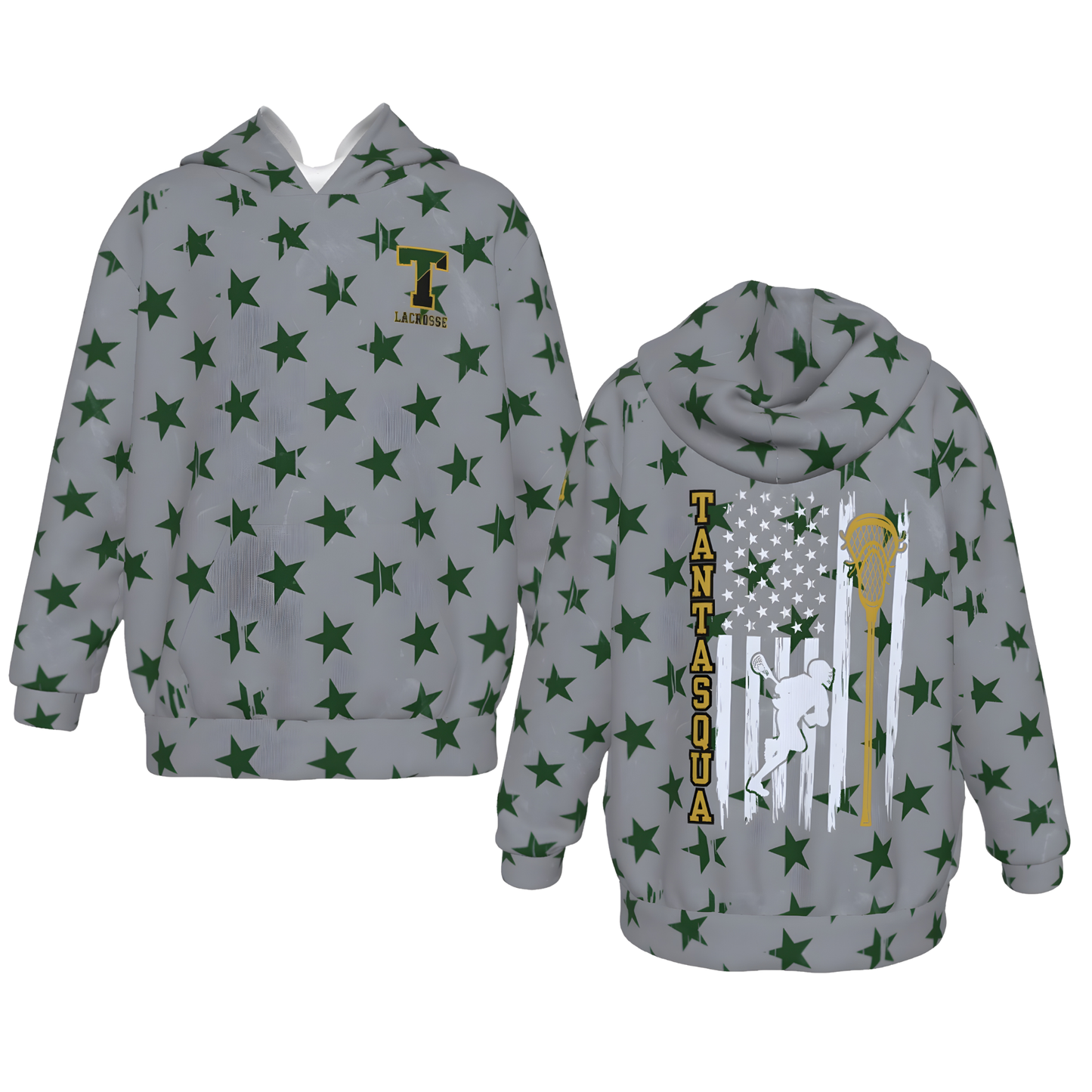 Youth TRYLAX Gray Flag and Stars Hoodie-Boy's Edition (Personalized)